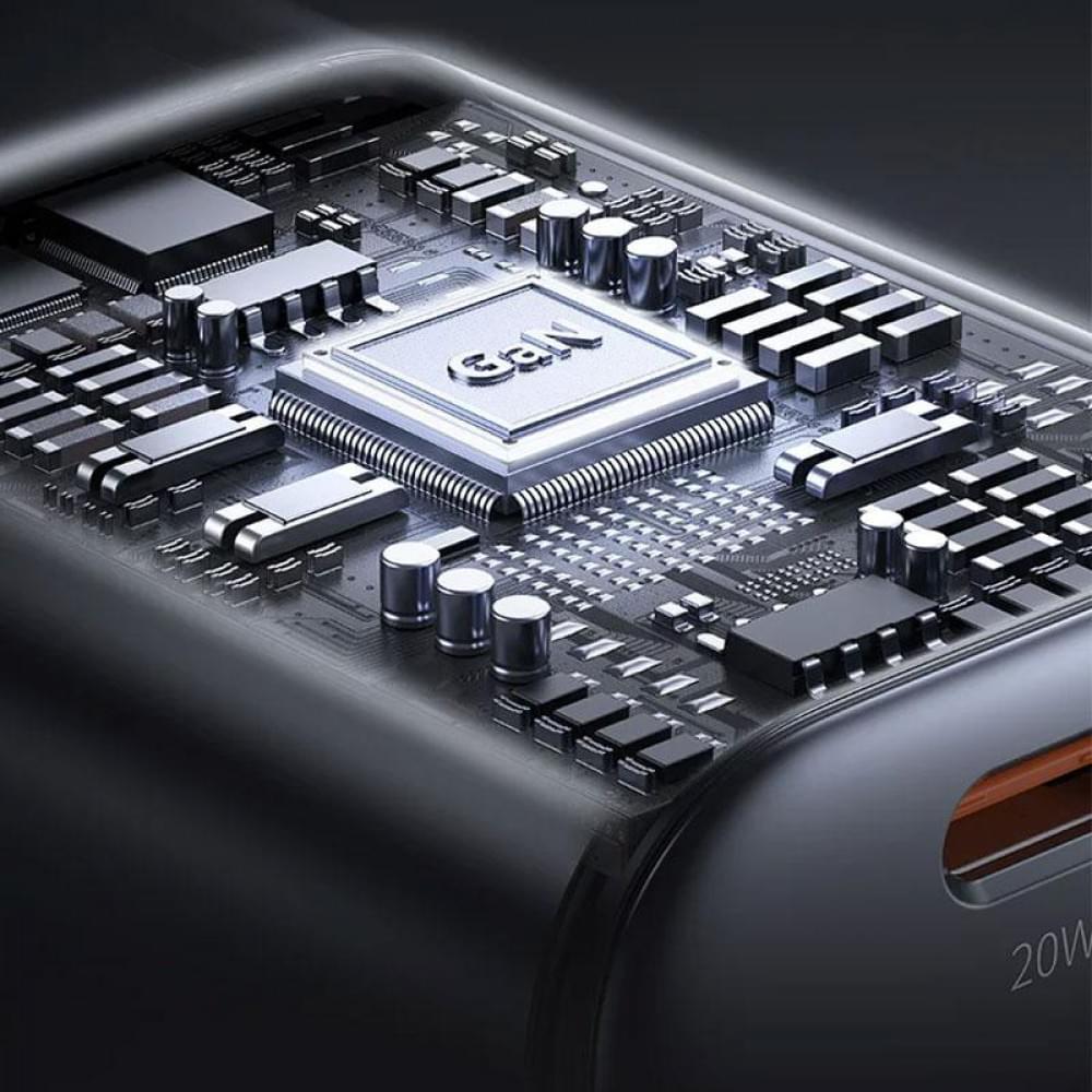 МЗП Usams US-CC261 GaN JC Ser. 20W (2USB-C) + кабель Type-C to Type-C Black