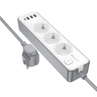 Подовжувач Borofone BAC9 Power PD20W (3USB-A/1C/3xSocket) (2m) White