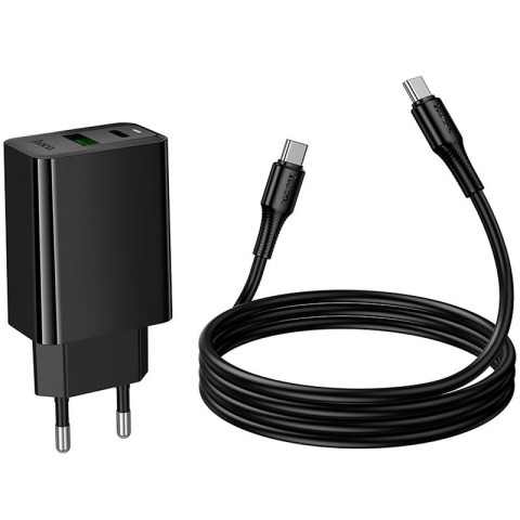 МЗП Hoco CS94A Leader PD20W+QC3.0 (1USB-A/1C) + кабель Type-C to Type-C Black