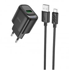 МЗП Hoco C140A Smart QC3.0 18W (1USB-A) + кабель USB to MicroUSB Black