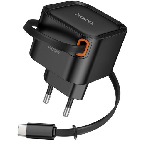 МЗП Hoco C153A Changer With Retractable Cable Type-C PD20W Black