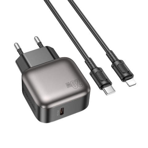МЗП Borofone BAS53A Absolute PD20W (1USB-C) + кабель Type-C to Lightning Black