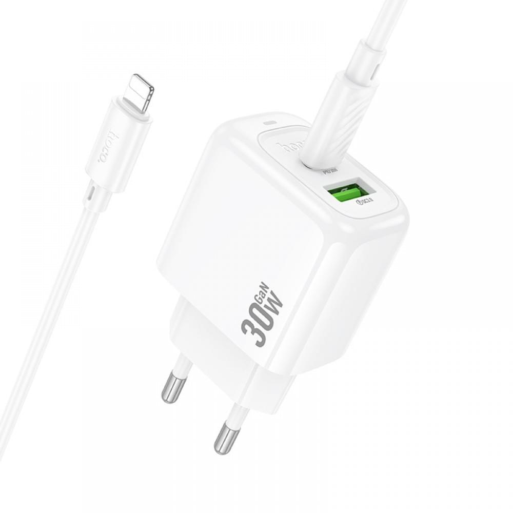 МЗП Hoco CS55A Surplus PD30W+QC3.0 (1USB-A/1C) + кабель Type-C to Lightning White