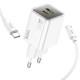 МЗП Hoco N46 Glorious PD20W+QC3.0 (1USB-A/1C) + Type-C to Type-C White