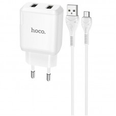 МЗП HOCO N7 (2USB/2,1A) + USB - MicroUSB Білий