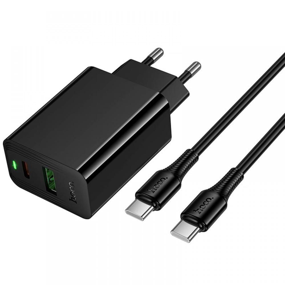 МЗП Hoco CS94A Leader PD20W+QC3.0 (1USB-A/1C) + кабель Type-C to Type-C Black