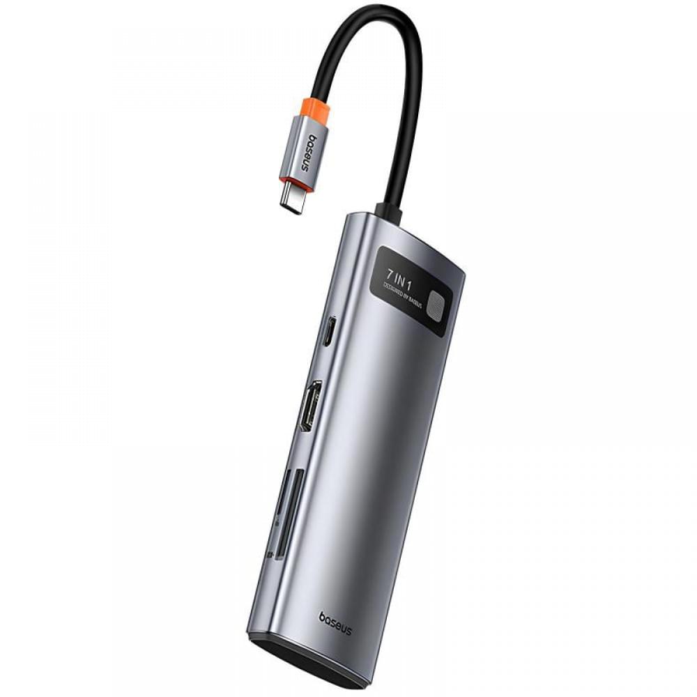 Перехідник HUB Baseus Metal Gleam Series (Type-C to HDMI4K@60Hz+3xUSB3.0+PD+RJ45) (CAHUB-CW)