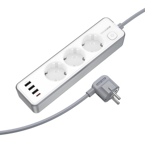 Подовжувач Borofone BAC9 Power PD20W (3USB-A/1C/3xSocket) (2m) White