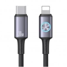 Дата кабель Usams US-SJ753 With Colorful Light Huan Ser. Type-C to Lightning 30W (1.2m)