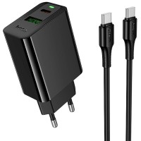 МЗП Hoco CS94A Leader PD20W+QC3.0 (1USB-A/1C) + кабель Type-C to Type-C Black
