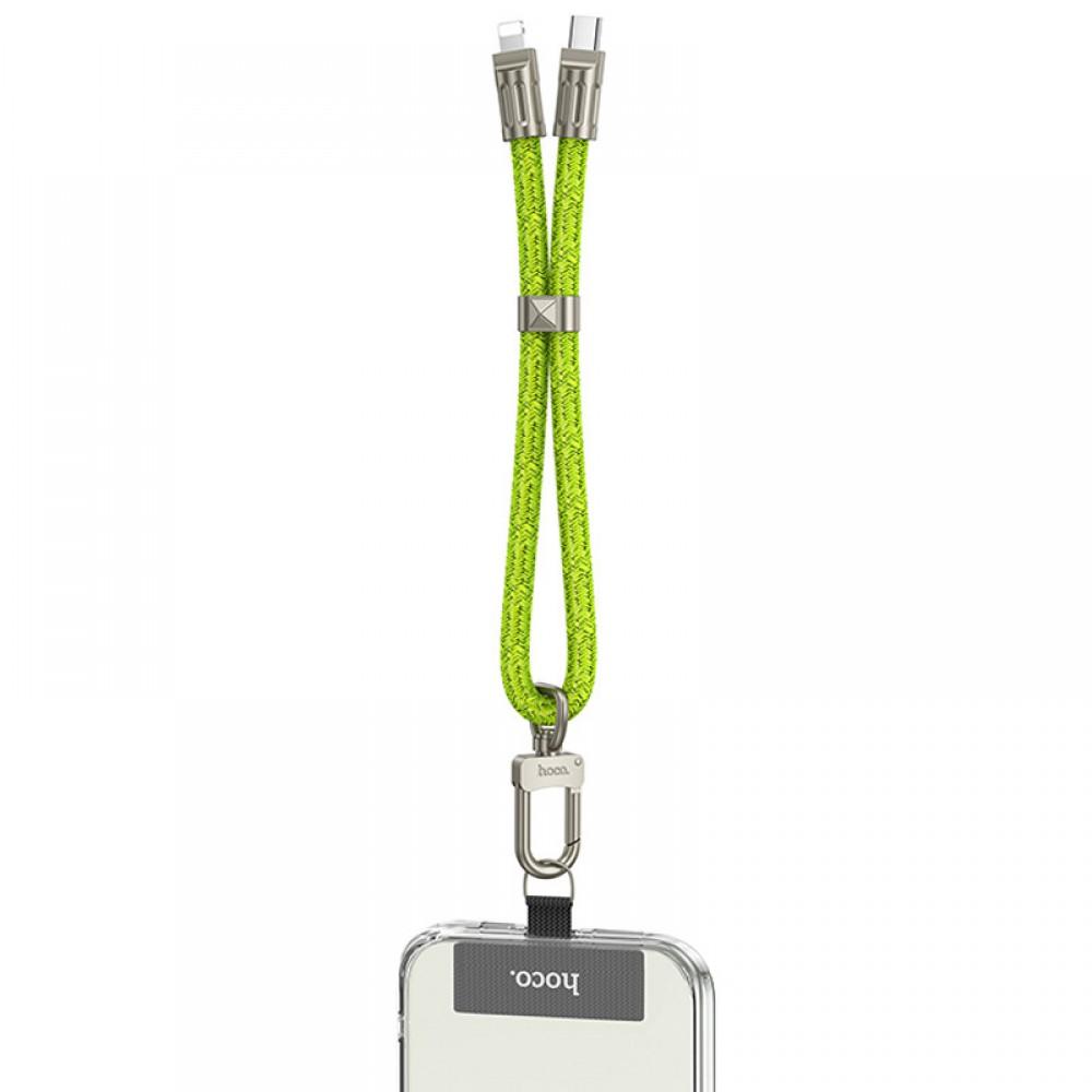 Дата кабель-шнурок Hoco GH5 Elegant Type-C to Lightning (0.21m) Fluorescent Green