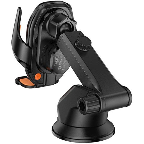 Автотримач з БЗП Hoco HW34 Blue whale 3-axis linkage wireless 15W (center console) Black