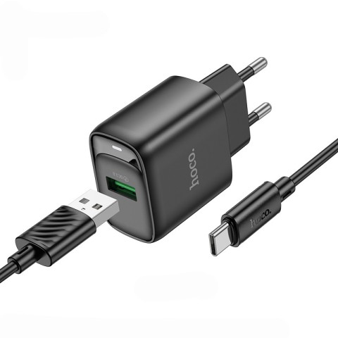 МЗП Hoco C140A Smart QC3.0 18W (1USB-A) + кабель USB to Type-C Black