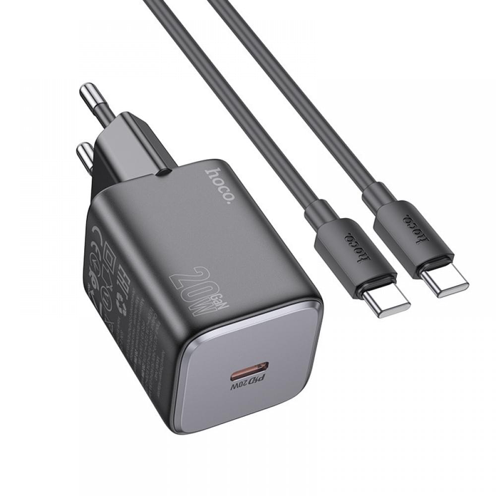 МЗП Hoco N40 Mighty PD20W (1USB-C) + кабель Type-C to Type-C Black