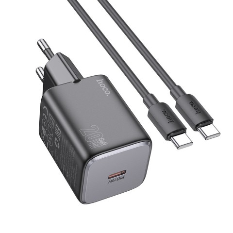 МЗП Hoco N40 Mighty PD20W (1USB-C) + кабель Type-C to Type-C Black