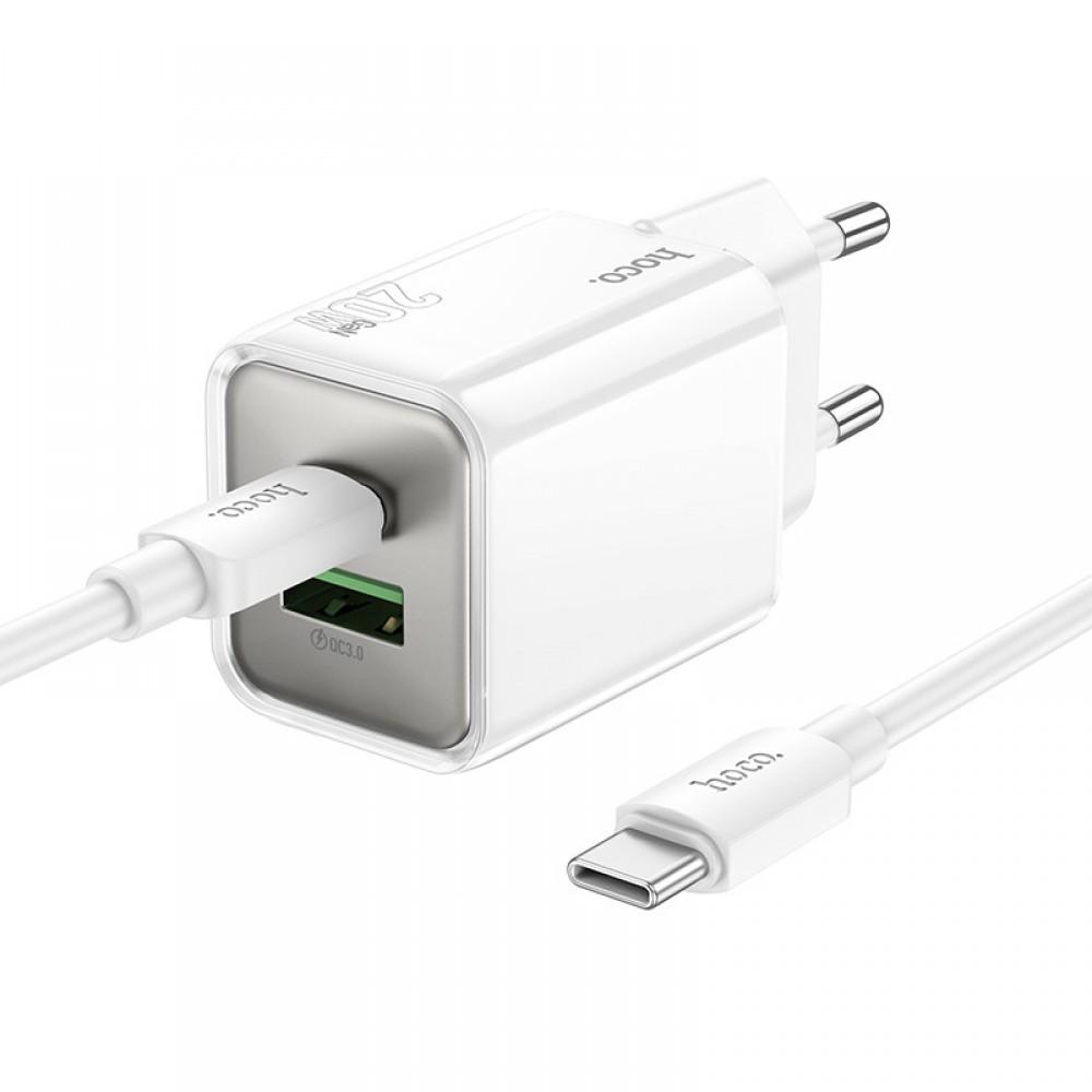 МЗП Hoco N46 Glorious PD20W+QC3.0 (1USB-A/1C) + Type-C to Type-C White