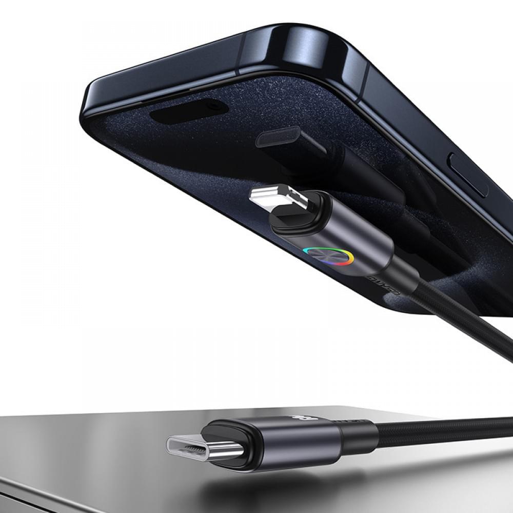 Дата кабель Usams US-SJ753 With Colorful Light Huan Ser. Type-C to Lightning 30W (1.2m)