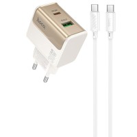 МЗП Hoco CS73A Star Speed PD30W+QC3.0 (1USB-A/1C) + кабель Type-C to Type-C White