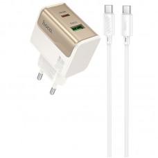 МЗП Hoco CS73A Star Speed PD30W+QC3.0 (1USB-A/1C) + кабель Type-C to Type-C White