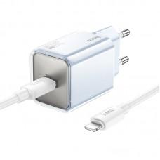 МЗП Hoco N47 Glorious PD30W (1USB-C) + кабель Type-C to Lightning Blue