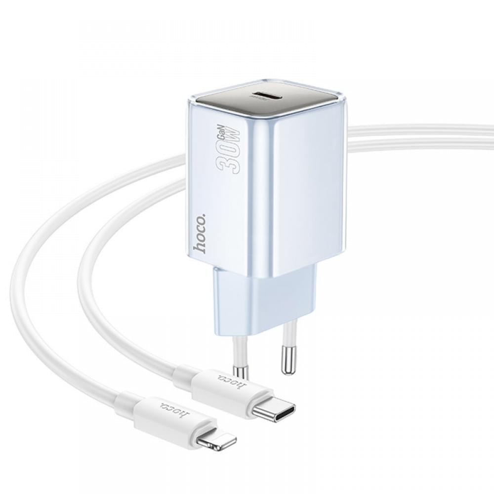 МЗП Hoco N47 Glorious PD30W (1USB-C) + кабель Type-C to Lightning Blue
