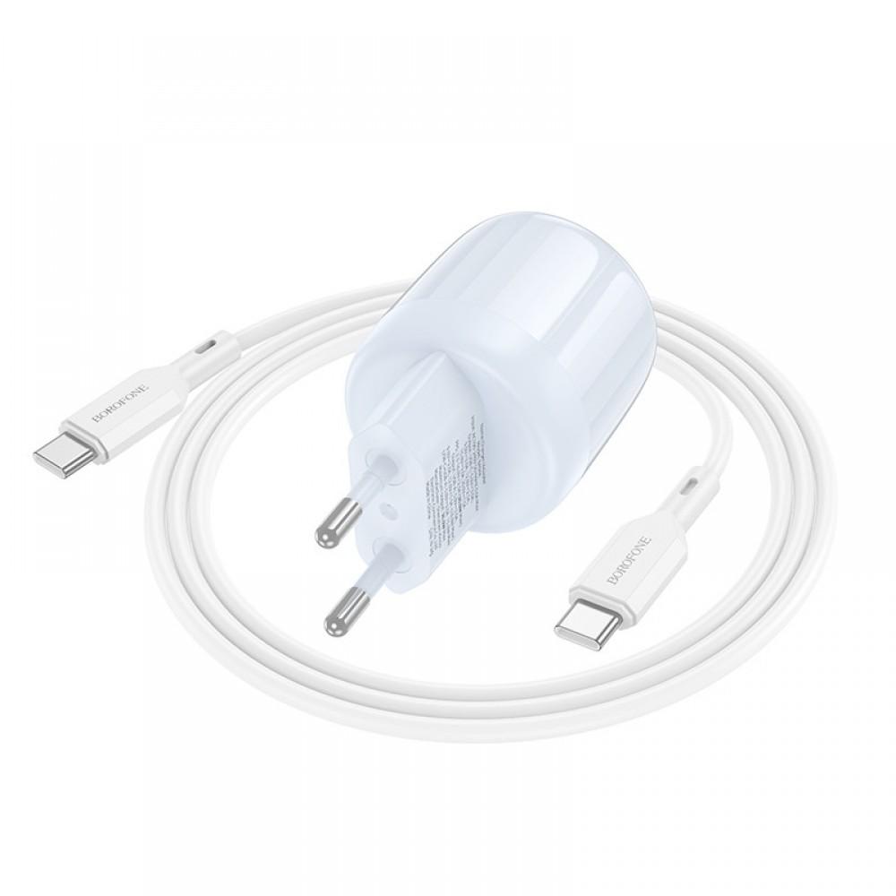 МЗП Borofone BA94A Lustrous PD30W+QC3.0 (1USB-A/1C) + кабель Type-C to Type-C Blue