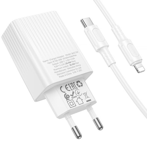 МЗП Borofone BAS73A Source PD20W (1USB-C) + кабель Type-C to Lightning White