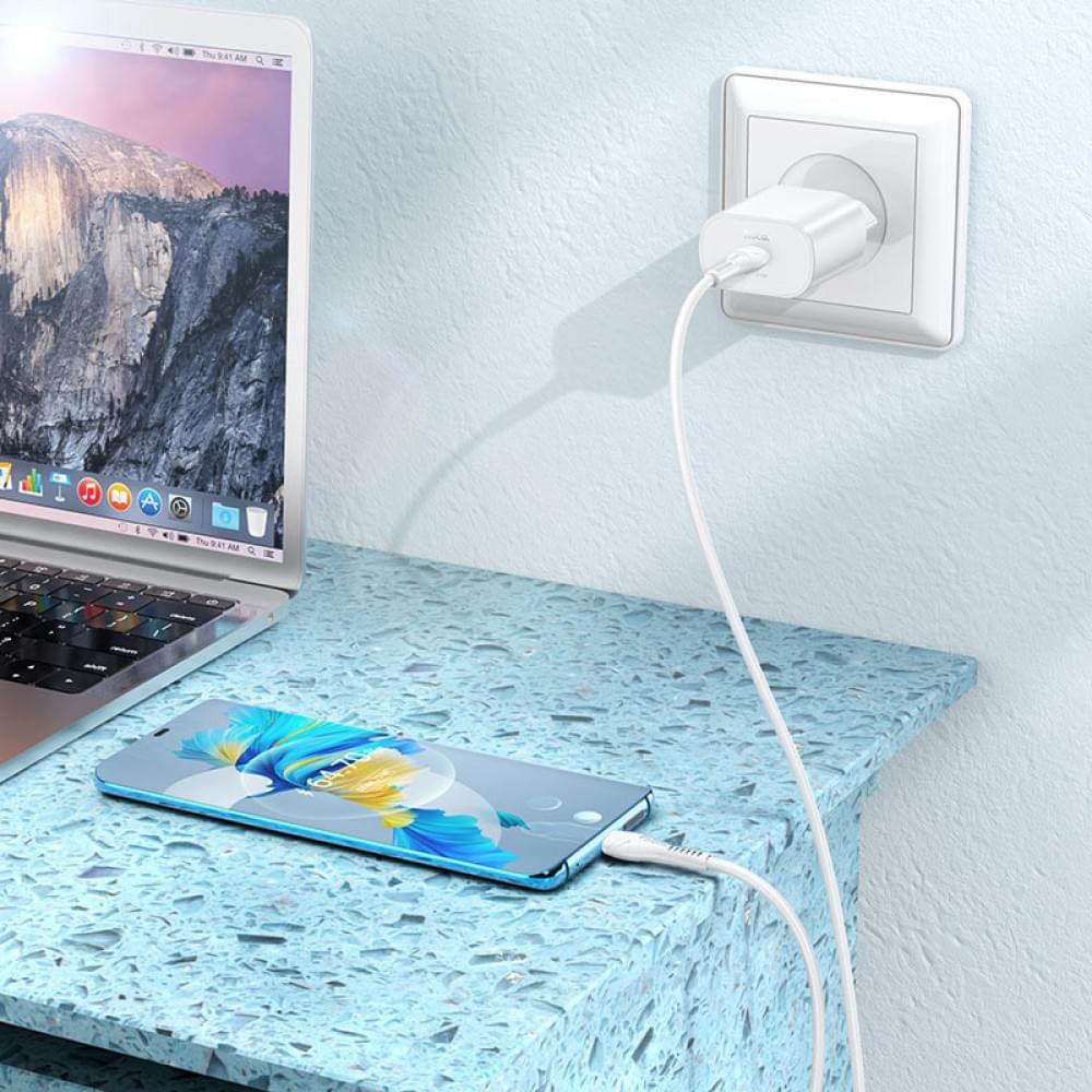 МЗП Hoco N22 Jetta PD25W (1USB-C) + кабель Type-C to Type-C Білий