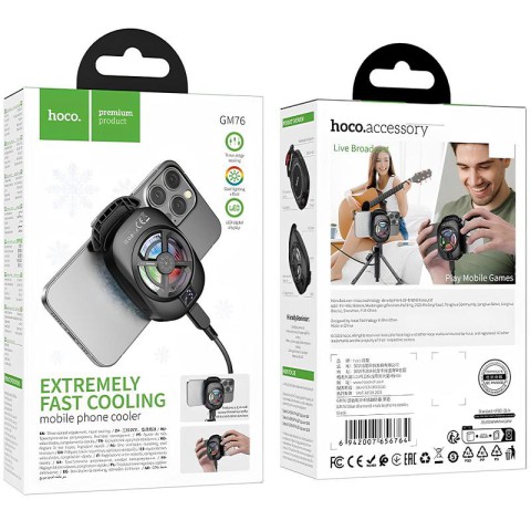 Охолоджуючий кулер для мобільного телефону Hoco GM76 Blue diamond Black