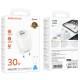 МЗП Borofone BA94A Lustrous PD30W+QC3.0 (1USB-A/1C) + кабель Type-C to Type-C White