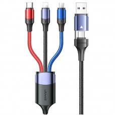Дата кабель Usams US-SJ549 U71 USB + Type-C to Triple Head 3in1 (1.2m) Black