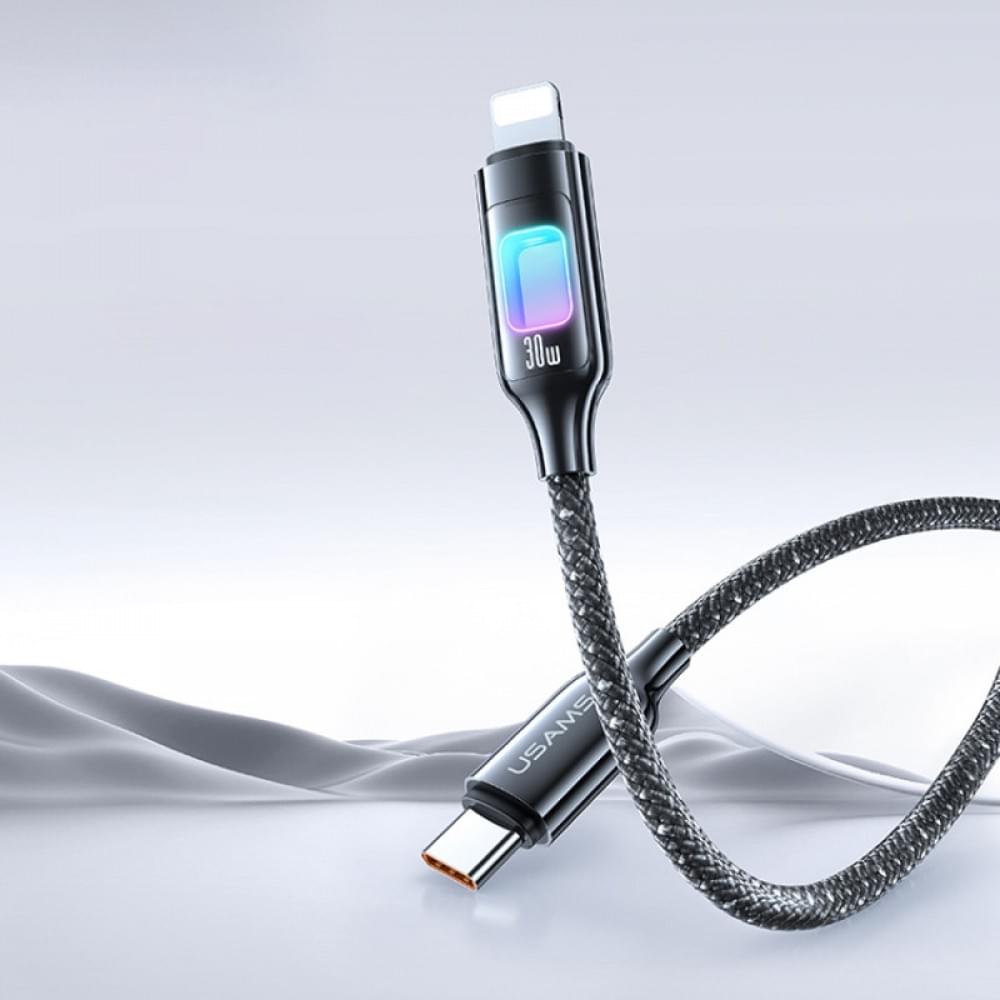 Дата кабель Usams US-SJ749 With Colorful Light TC Ser. Type-C to Lightning 30W (1.2m)