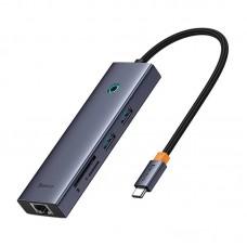 Перехідник Baseus Hub UltraJoy 7-Port (Type-C to HDMI4K@60Hz+USB3.0*2+PD+SD/TF3.0+3.5mm) (B0005280) Slate Grey