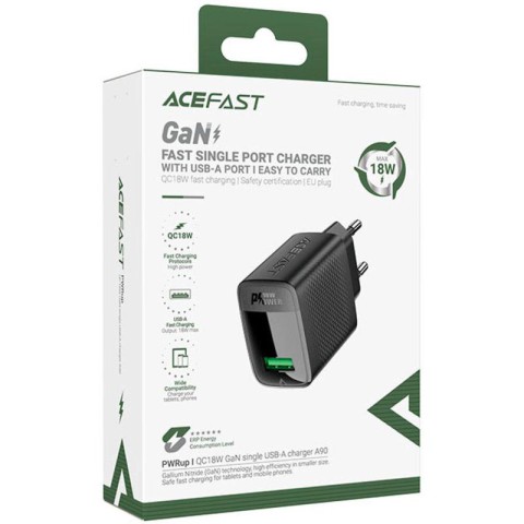 МЗП Acefast A90 QC3.0 18W (1USB-A) Black