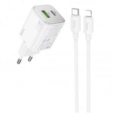 МЗП Hoco N41 Almighty PD20W+QC3.0 + Type-C to Lightning White