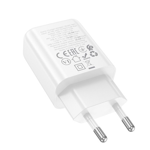 МЗП Hoco N63 Gentle PD30W+QC3.0 (1USB-A/1C) + кабель Type-C to Lightning White