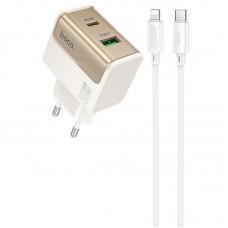 МЗП Hoco CS73A Star Speed PD30W+QC3.0 (1USB-A/1C) + кабель Type-C to Lightning White