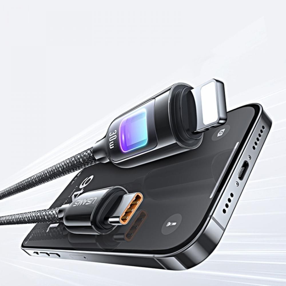 Дата кабель Usams US-SJ749 With Colorful Light TC Ser. Type-C to Lightning 30W (1.2m)