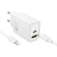 МЗП Hoco N63 Gentle PD30W+QC3.0 (1USB-A/1C) + кабель Type-C to Lightning White