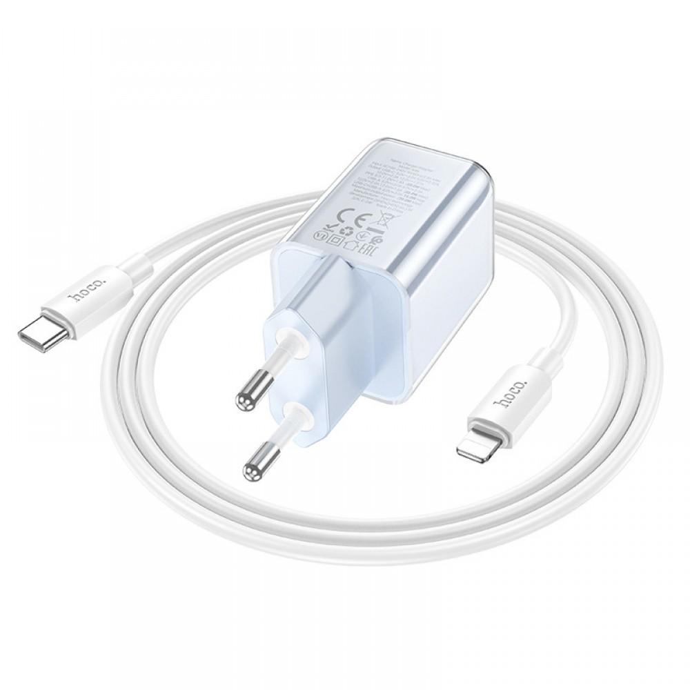 МЗП Hoco N46 Glorious PD20W+QC3.0 (1USB-A/1C) + Type-C to Lightning Blue