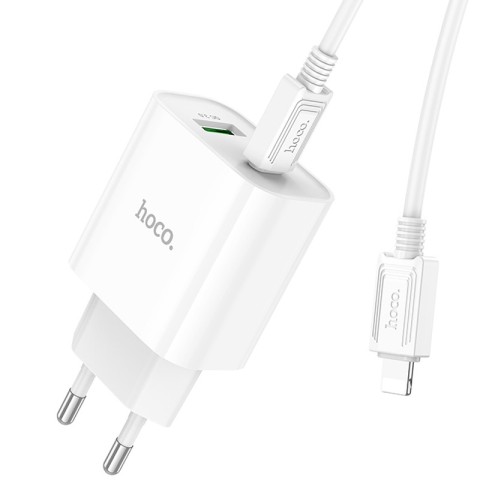 МЗП Hoco C80A Plus Rapido PD20W+QC3.0 (1USB-A/1C) + кабель Type-C to Lightning White