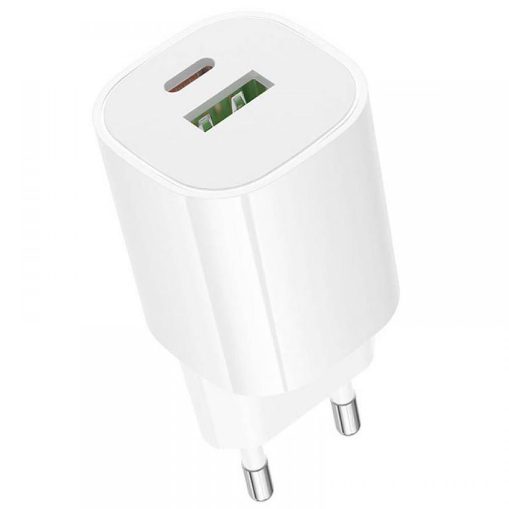МЗП Borofone BA104A Pudding PD20W+QC3.0 (1USB-A/1C) White