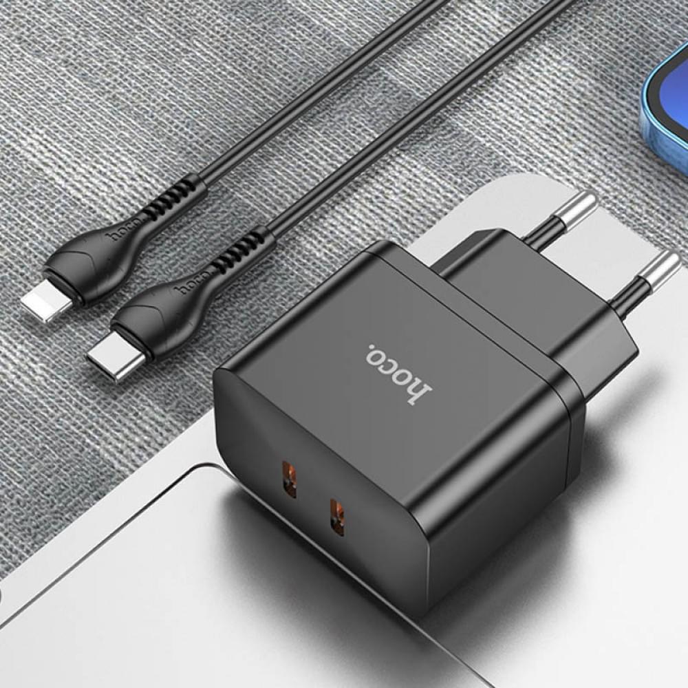 СЗУ Hoco N29 PD35W (2USB-C) + кабель Type-C to Lightning