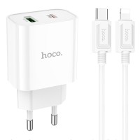 МЗП Hoco C80A Plus Rapido PD20W+QC3.0 (1USB-A/1C) + кабель Type-C to Lightning White