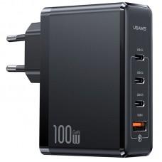 МЗП Usams US-CC163 T50 4 Ports GaN Fast Charger 100W (1USB-A/3C) Black