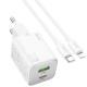 МЗП Hoco N41 Almighty PD20W+QC3.0 + Type-C to Lightning White
