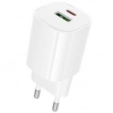 МЗП Borofone BA104A Pudding PD20W+QC3.0 (1USB-A/1C) White