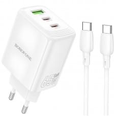 МЗП Borofone BN32 Cargador PD65W (1USB-A/2C) + кабель Type-C to Type-C White