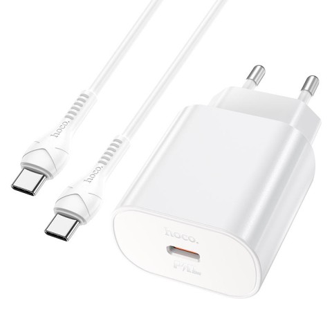 МЗП Hoco N22 Jetta PD25W (1USB-C) + кабель Type-C to Type-C Білий