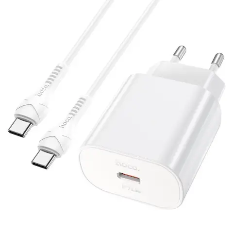 МЗП Hoco N22 Jetta PD25W (1USB-C) + кабель Type-C to Type-C Білий